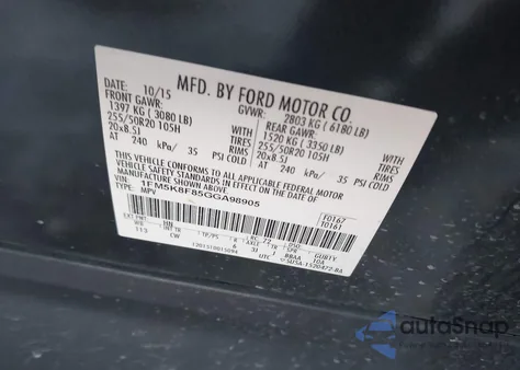 2016 Ford Explorer Limited from USA, damaged, VIN 1FM5K8F85GGA98905